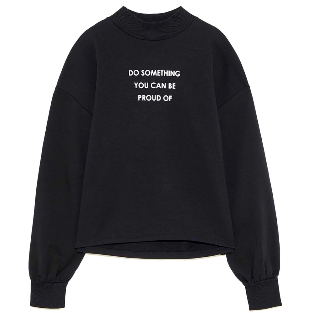 Zara Brand black Inspirational Sweatshirt